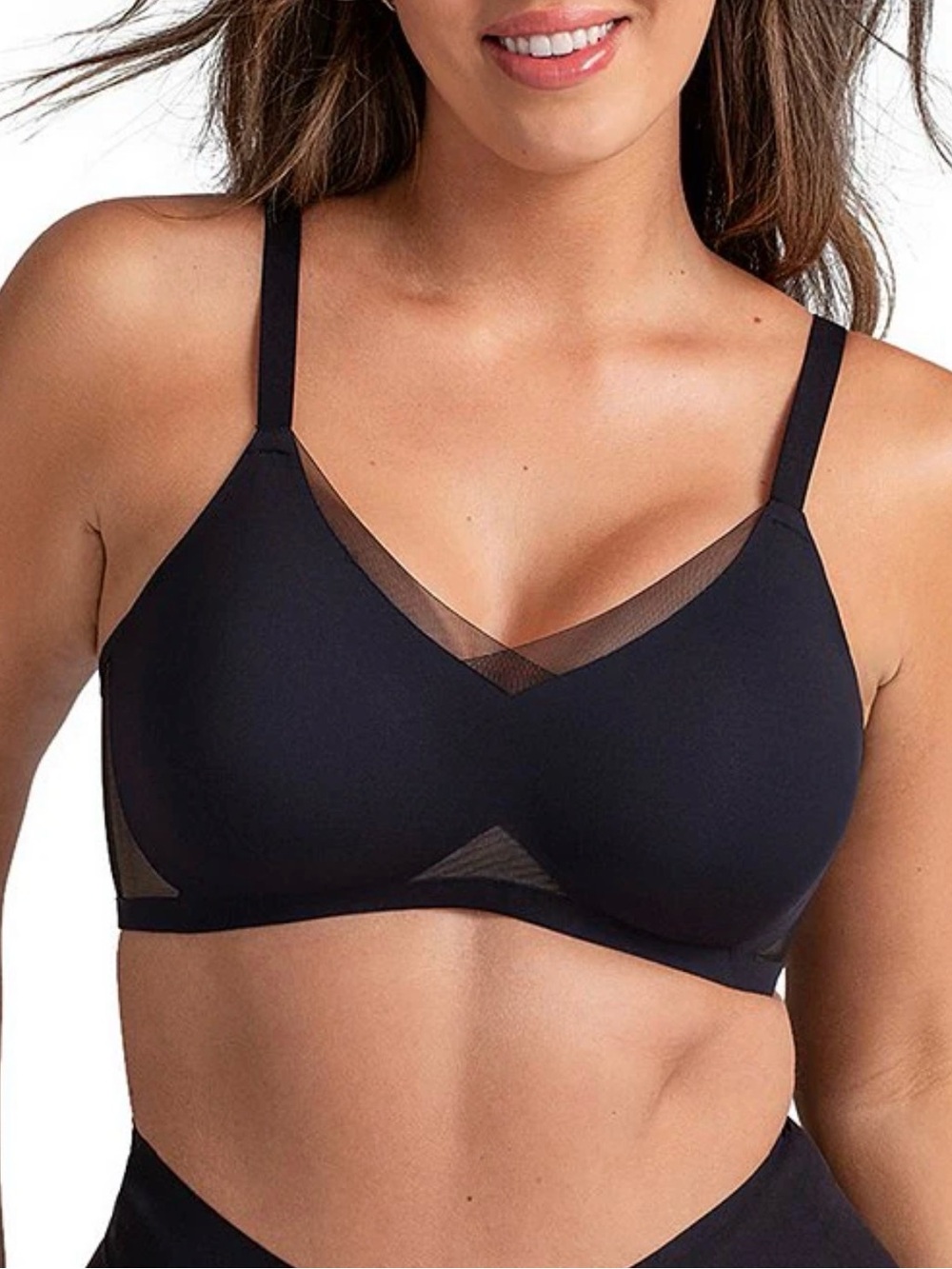 Honeylove Wire Free Cross Over Bra women’s size Medium black beige
